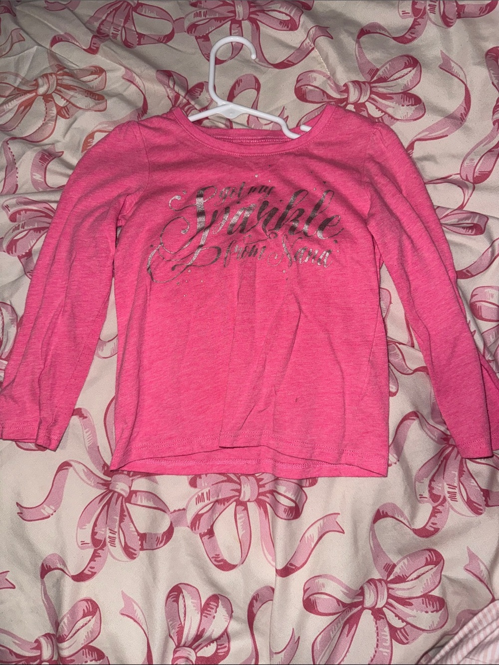 Girls' Pink Long-Sleeve Sparkle Top